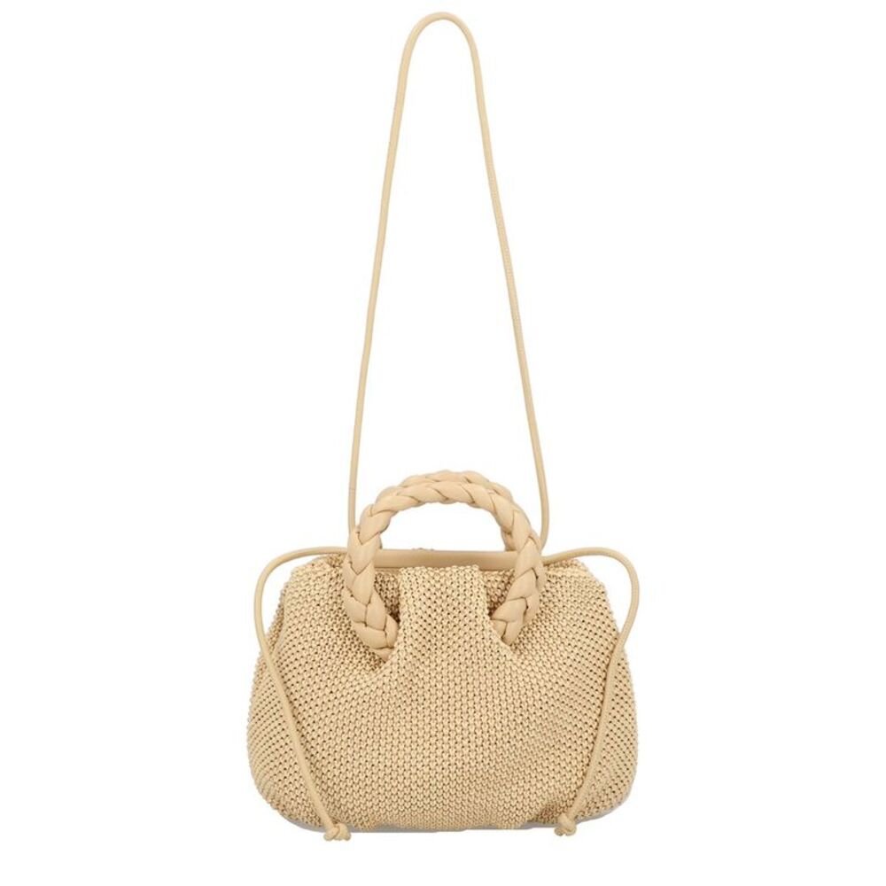 Hereu Bombon Leather Top Handle Bag, Beige